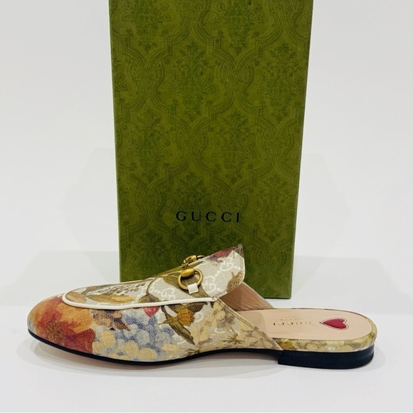 GUCCI Princetown GG Supreme H2O Floral Mules Slides Slipper Size 40.5 Beige NEW - Picture 10 of 16